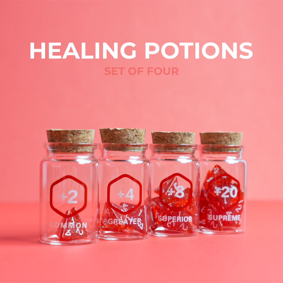 Healing Potion + 20 D4 DND Polyhedral Dice